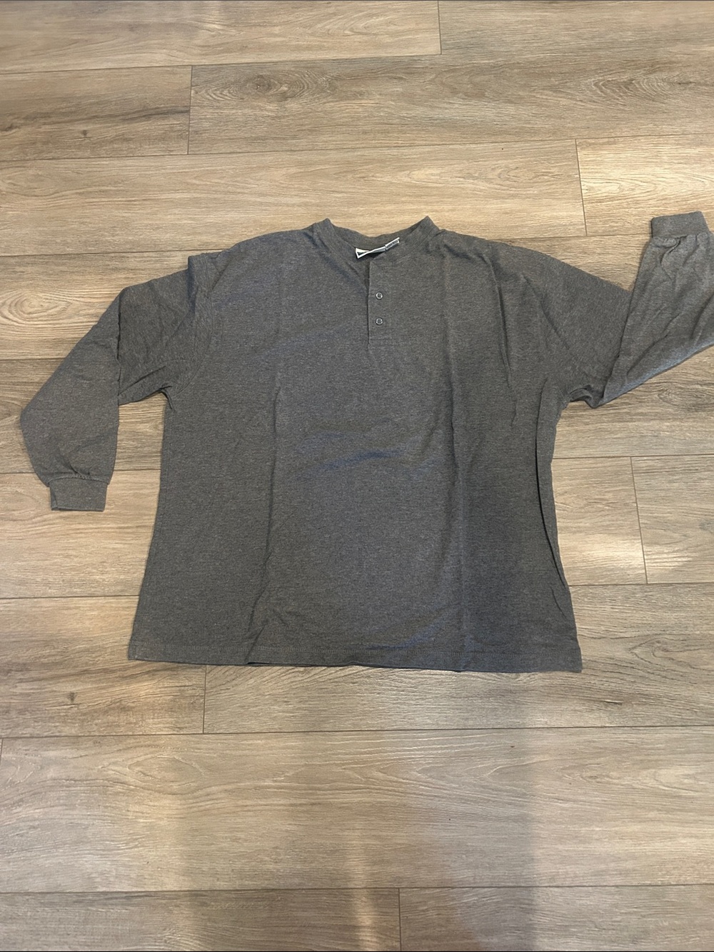 Northcrest Men's Long Sleeve Henley - Charcoal Size XL